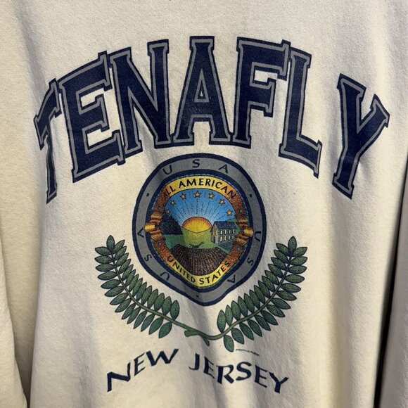 Vintage 90s Tenafly New Jersey Sweatshirt Adult XL White Crew Neck - Picture 4 of 16